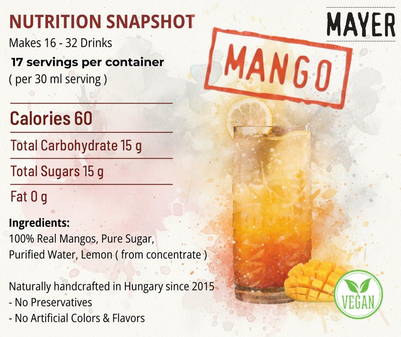 Mayer Mango Syrup for Drinks, Premium Hungarian Fruit Syrup for Cocktails, Smoothies, Lemonade, Desserts -Rich Taste, No Artificial Flavor, No Additives -Award Winning Artisanal Beverage 16 Oz, 1Pack - Image 3